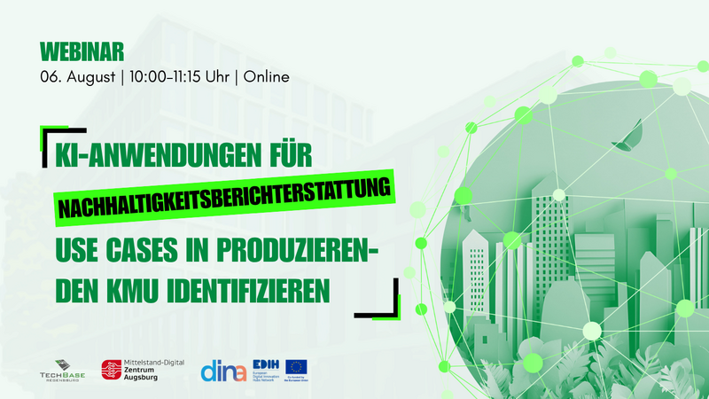 Webinar zum Thema KI und Nachhaltigkeitsberichterstattung am 6. August um 10 Uhr.
